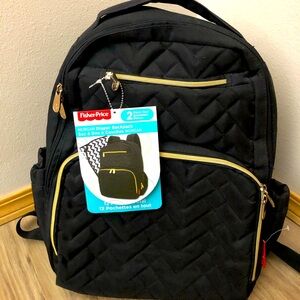 Fisher Price Morgan Diaper Backpack Black Gold